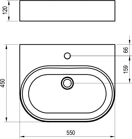 Керамический умывальник Ceramic Slim Wall O